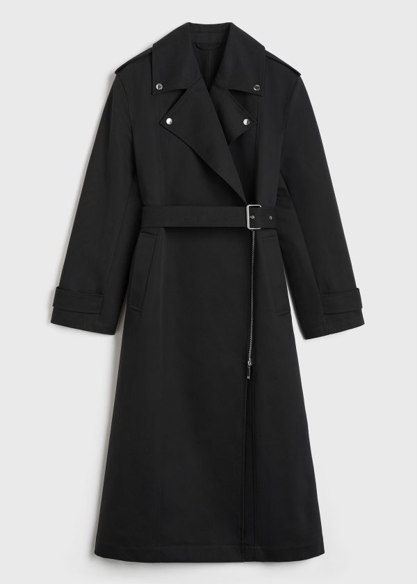 Cotton biker trench black Online