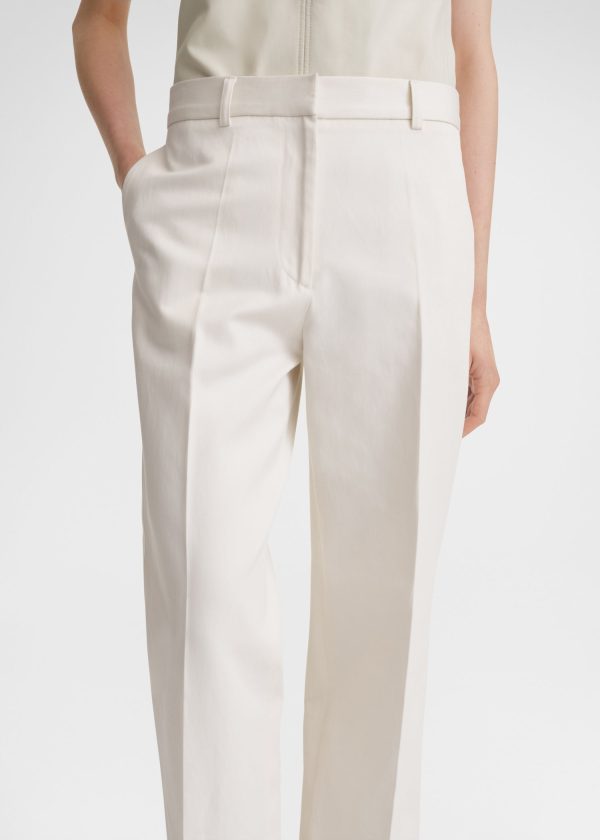 Straight satin trousers ecru Cheap