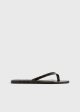 Croco-embossed flip flops dark brown on Sale