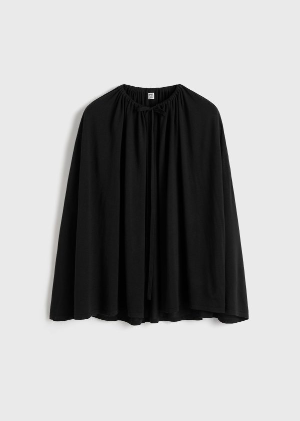 Drawstring cape black Fashion