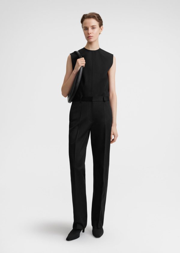 Straight satin trousers black Sale