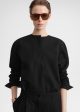 Collarless cotton-twill shirt black For Sale