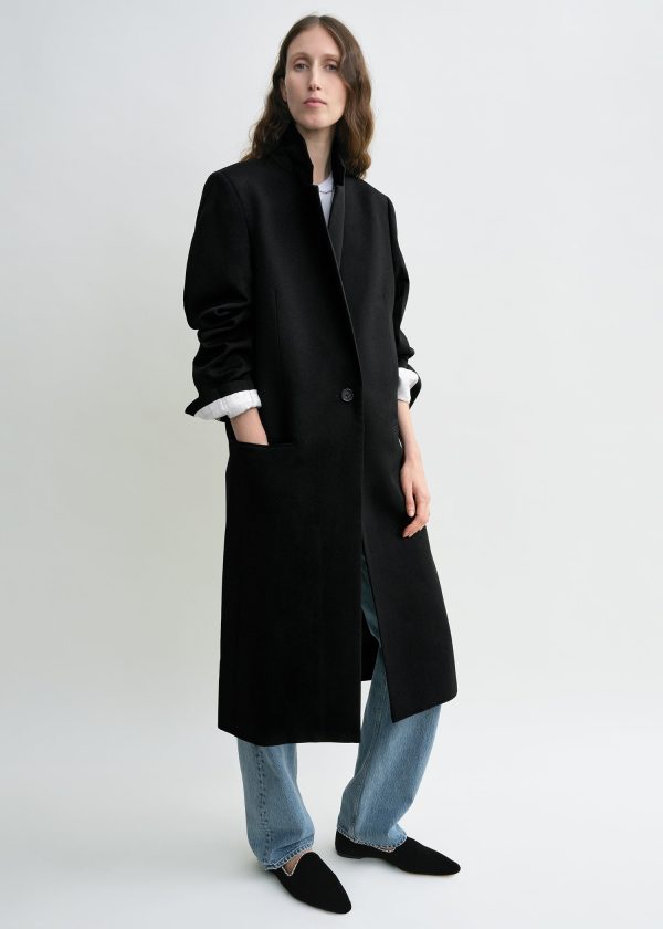 Classic tailored coat black Cheap