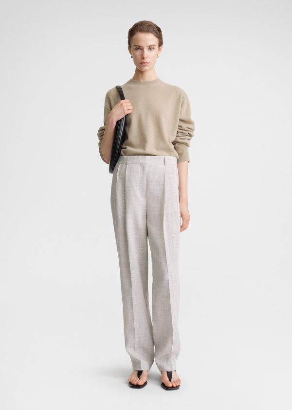 Double-pleated tailored trousers oat melange Online