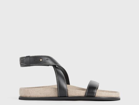 The Leather Chunky Sandal black ecru For Sale