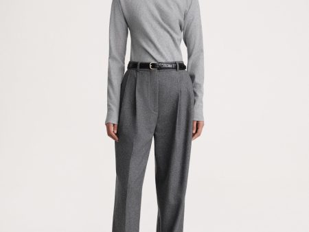 Double-pleated tailored trousers grey mélange on Sale