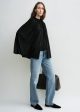 Drawstring cape black Fashion