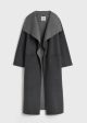 Two-tone signature wool cashmere coat dark grey melange Supply