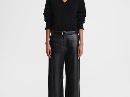 Paneled leather trousers black Online Sale