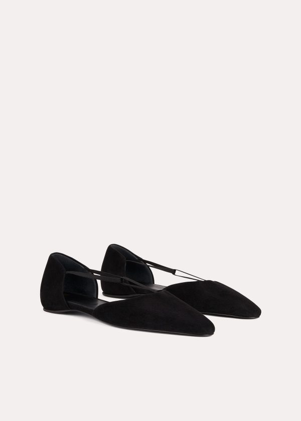 The Suede T-Strap Flat black Fashion