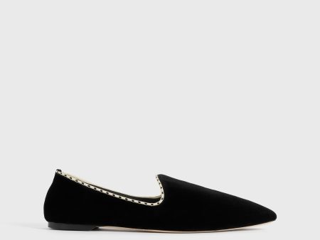 Velvet venetian slippers black For Cheap