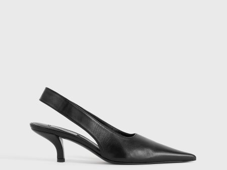 Classic leather slingbacks black Cheap