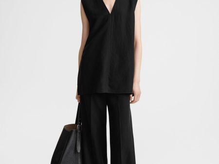 Fluid V-neck top black For Cheap