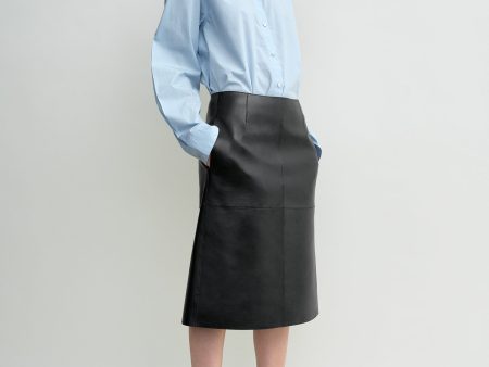 Paneled leather skirt black Hot on Sale