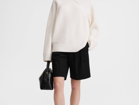 Ribbed chimney-neck knit white Online