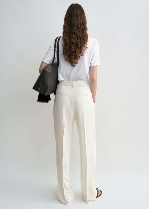 Double-pleat fluid trousers ecru For Sale