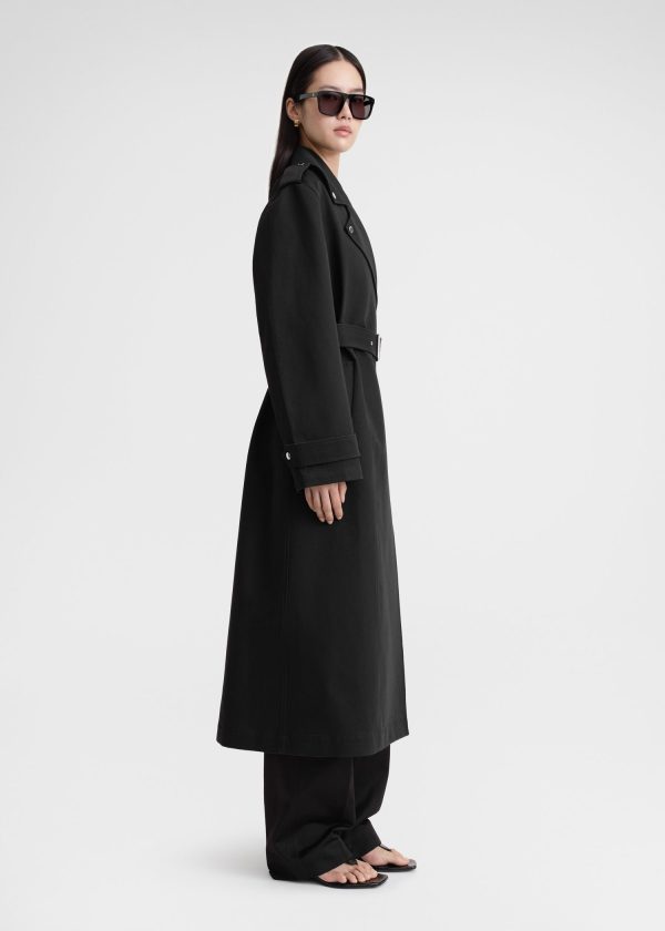 Cotton biker trench black Online