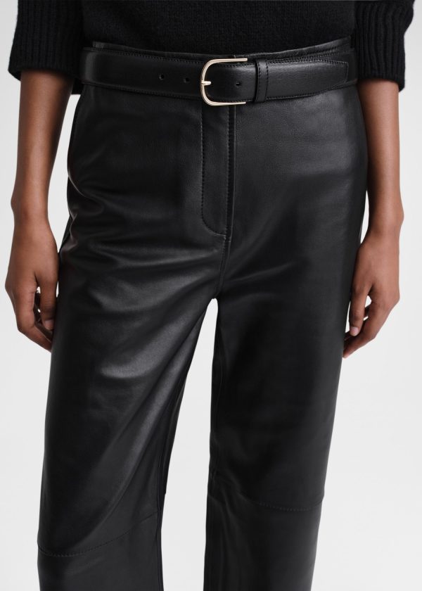 Paneled leather trousers black Online Sale