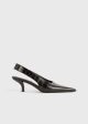 Classic croco-embossed slingbacks dark brown Hot on Sale