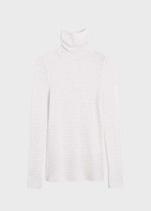 High-neck crochet top off white Online Hot Sale