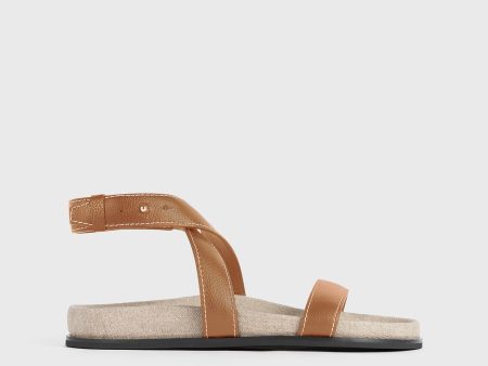 The Leather Chunky Sandal tan ecru For Discount