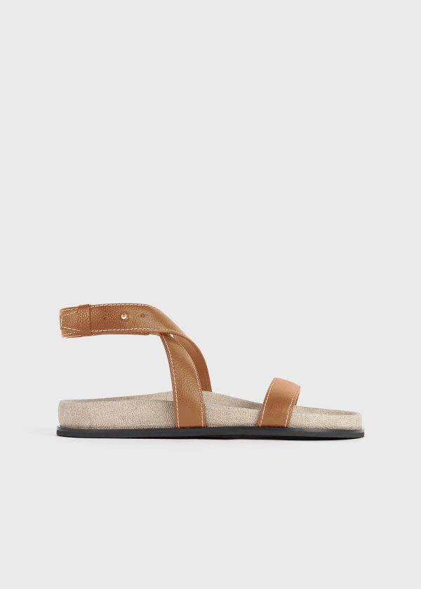 The Leather Chunky Sandal tan ecru For Discount