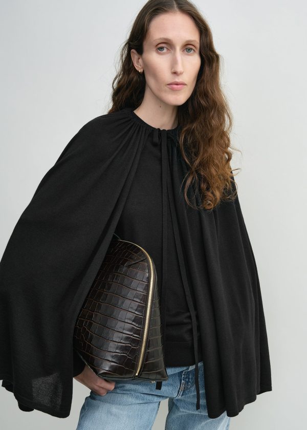 Drawstring cape black Fashion