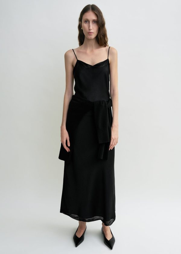 Satin slip dress black Online