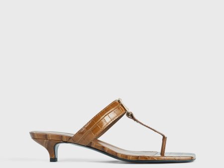 The Belted Croco Flip-Flop Heel camel Fashion