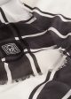 Wool silk blanket scarf black ecru Online