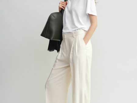 Double-pleat fluid trousers ecru For Sale