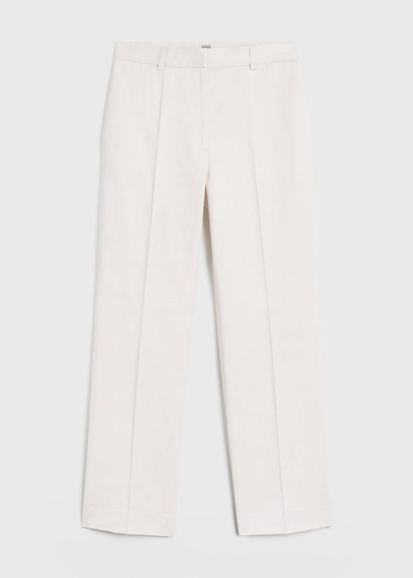 Straight satin trousers ecru Cheap