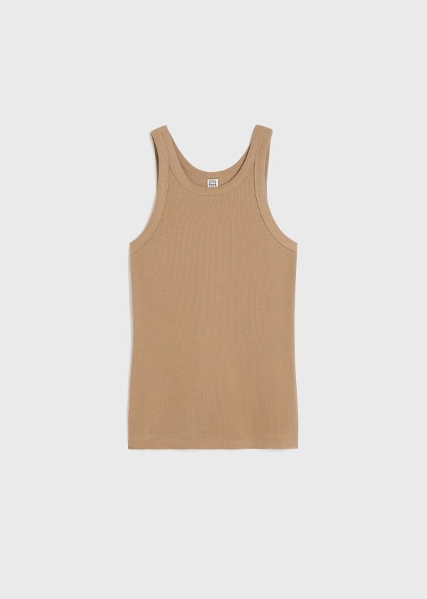 Curved rib tank caramel For Discount