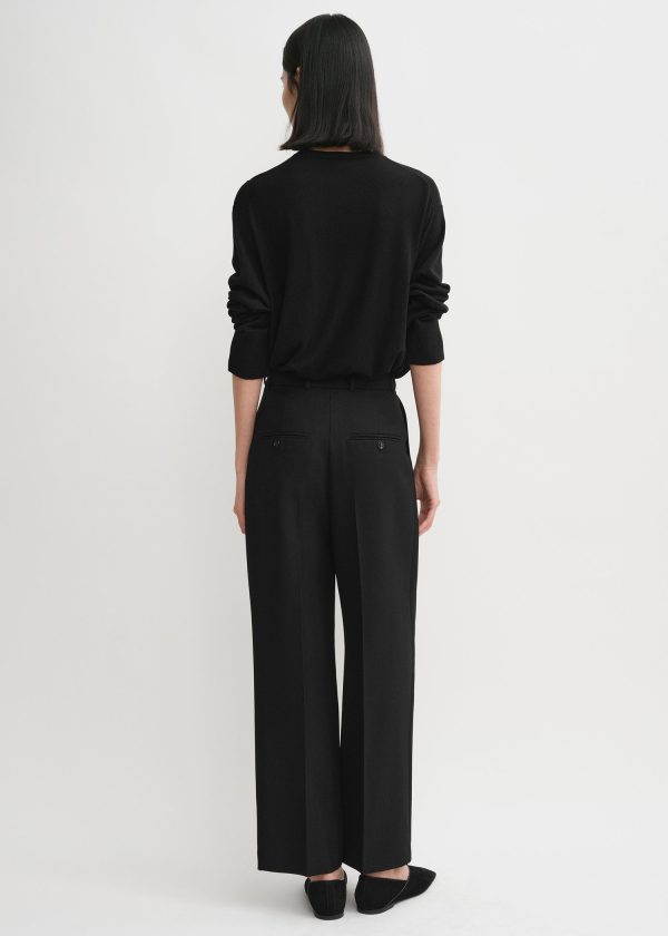 Double-pleated cropped trousers black Online Hot Sale