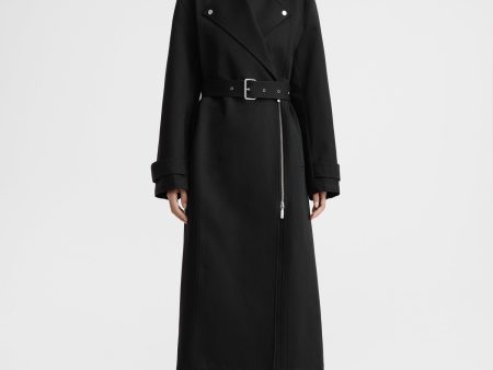 Cotton biker trench black Online