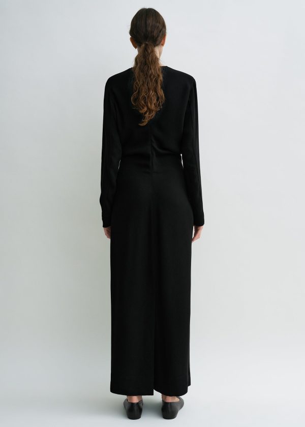 Long-sleeve slouch waist dress black Supply