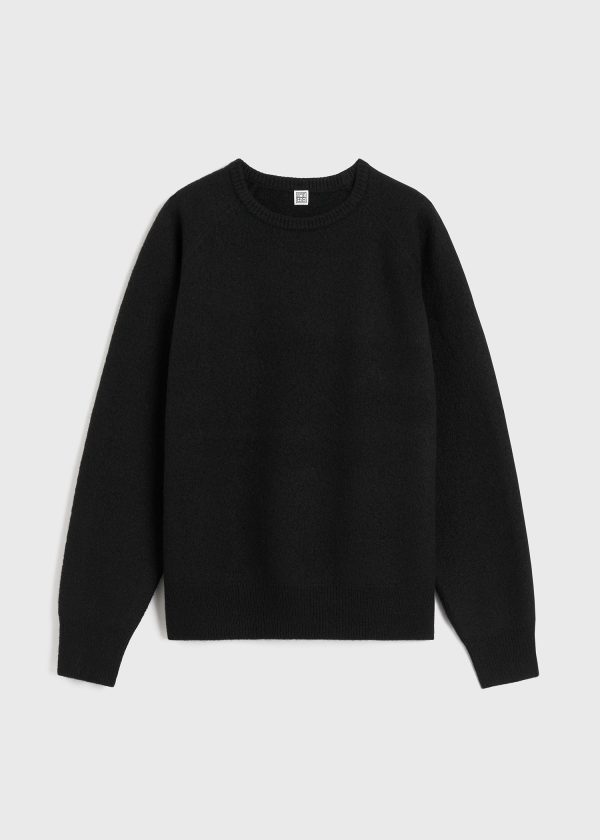 Crew-neck wool knit black Online now