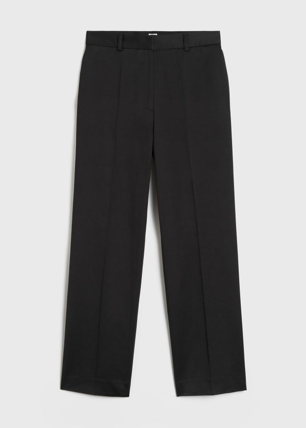 Straight satin trousers black Sale