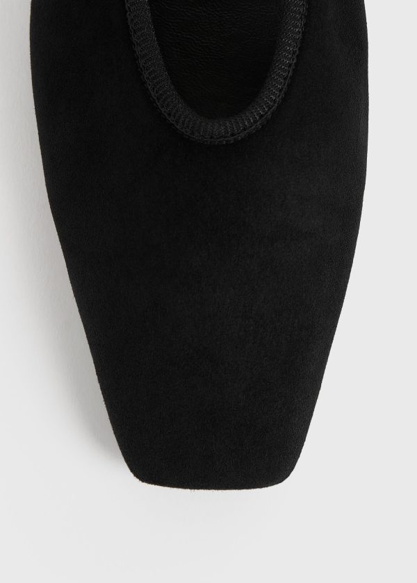 Minimalist suede ballerinas black Online